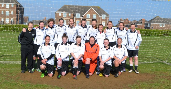 Bexhill United team that won the Premier Division championship on April 20 2014