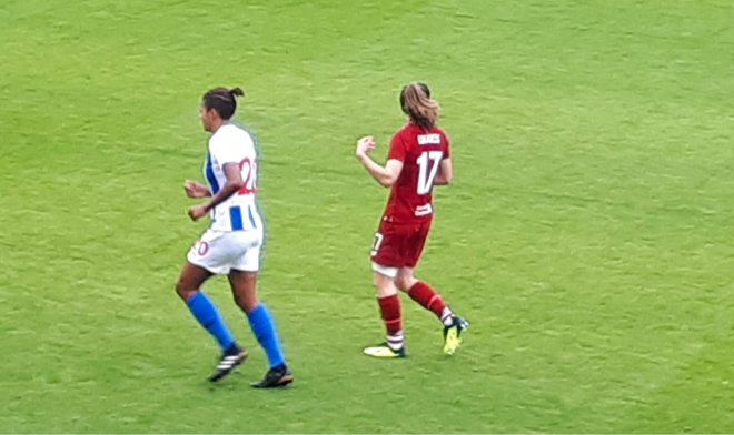 Victoria Williams in action for Brighton v Liverpool, Sep 23 2018 (Photo: Sent Her Forward)