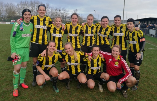 Crawley Wasps after beating Coventry United in the FAW Cup third round, Jan 6 2018 (Photo: Ben Davidson)